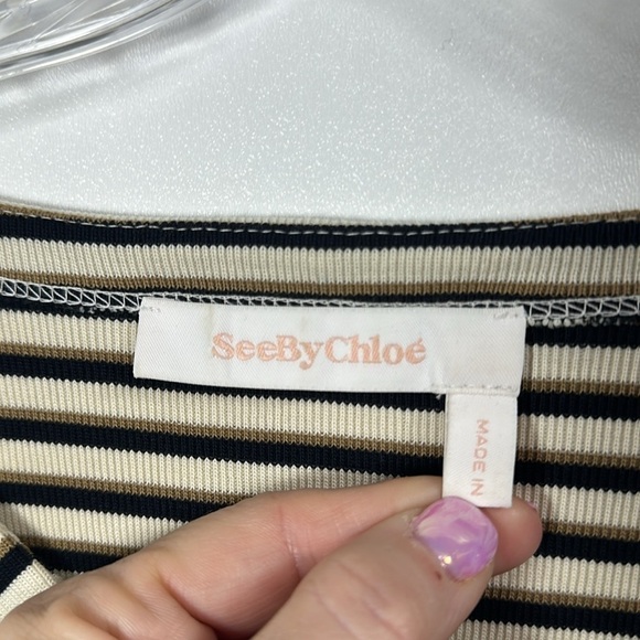 See By Chloe stripe flutter sleeve jersey dress size small - Picture 5 of 11